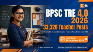 BPSC TRE 4.0 2026 banner — 33,320 teacher posts, last date 26 October 2026