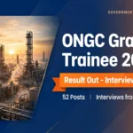 ONGC Graduate Trainee 2026 result banner — interview shortlist out for 52 posts