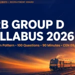 RRB Group D Syllabus 2026 banner — CBT exam pattern with 100 questions, 90 minutes, CEN 09/2025