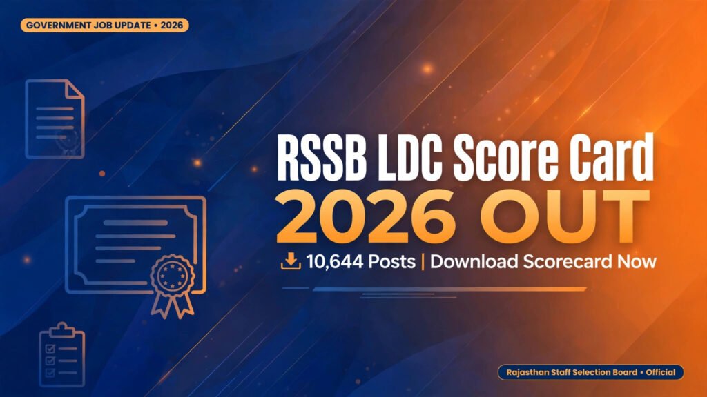 RSSB LDC Score Card 2026 banner — scorecard released for 10,644 Clerk Grade-II and Junior Assistant posts