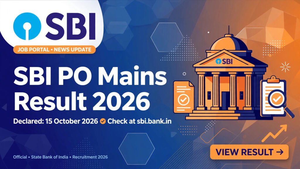 SBI PO Mains Result 2026 declared on 15 October 2026 — check merit list PDF at sbi.bank.in