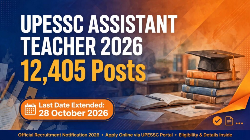 UPESSC Assistant Teacher Recruitment 2026 banner — 12,405 vacancies, last date extended to 28 October 2026