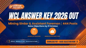 WCL Answer Key 2026 banner – Mining Sirdar and Assistant Foreman answer key released for 444 posts, raise objections by 21 October