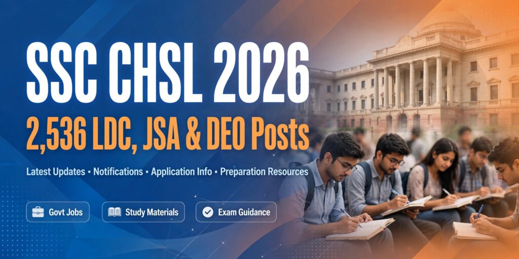 SSC CHSL 2026 recruitment banner — 2,536 LDC, JSA and DEO posts, last date to apply 7 October 2026